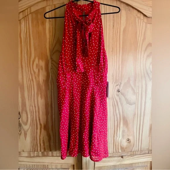 REFORMATION AYLANI TIE NECK MINIDRESS IN DITTY - Picture 3 of 4